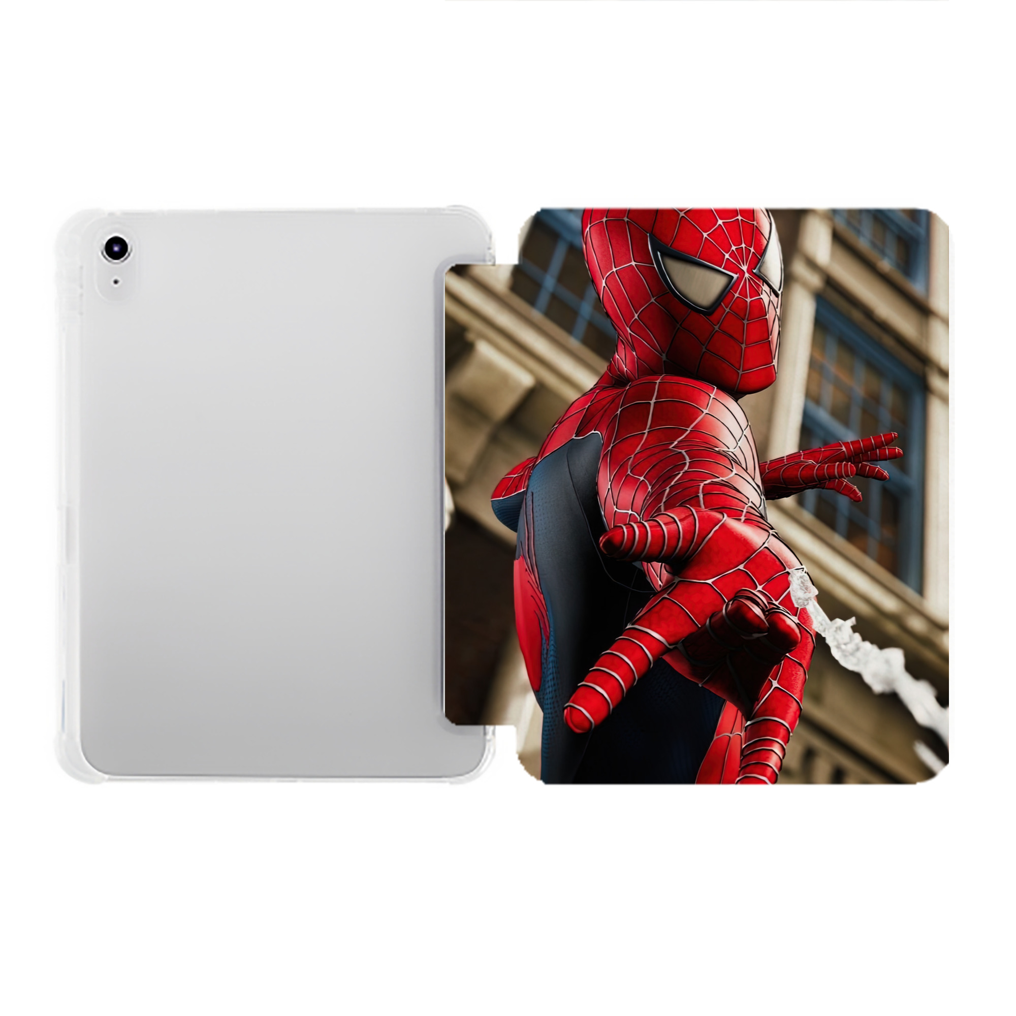 （画像用） Spider Man スパイダーマン IPad ケース ペン収納付き 三つ折りスタンド PUレザー×シリコン 対応機種9.5/10.5/10.9インチ